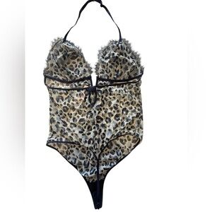Victoria's Secret Blue and White Animal Print Mesh Sexy Teddy